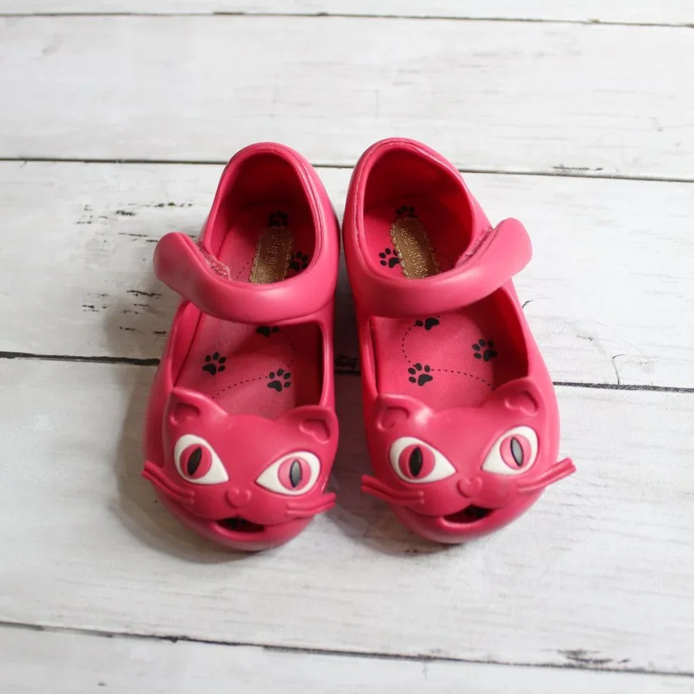 Mini Melissa Pink Cat Jelly Shoes Toddler Size 5 Kitty Waterproof
